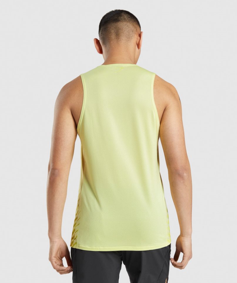 Men's Gymshark Sport Stripe Tanks Yellow | CA D1A53N